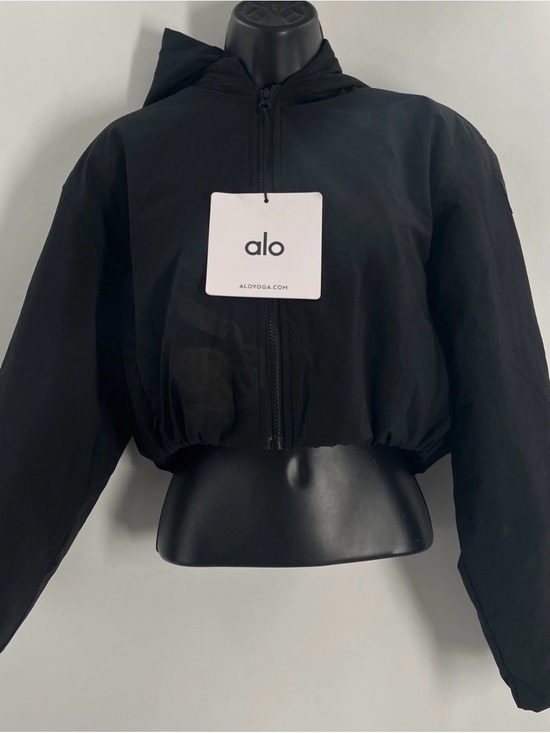 ALO Yoga Jackets & Blazers - ALO Yoga Black Hooded Jacket with White Logo Tag
